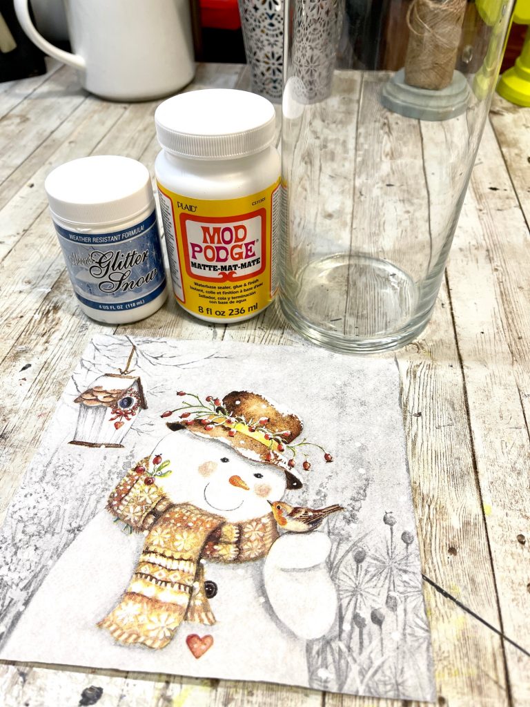 DIY Dollar Tree Snowy Snowman Candle Holder