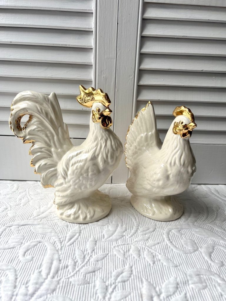 DIY Thrifted Rooster And Chicken Makeover