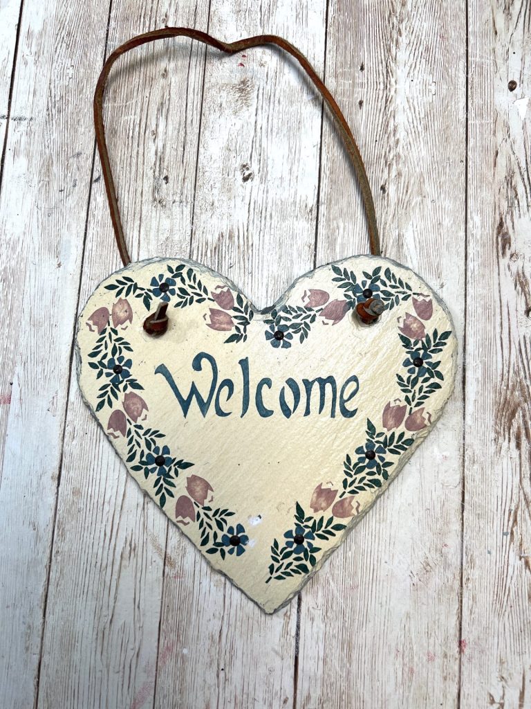 Spring Bird Slate Heart Hanger