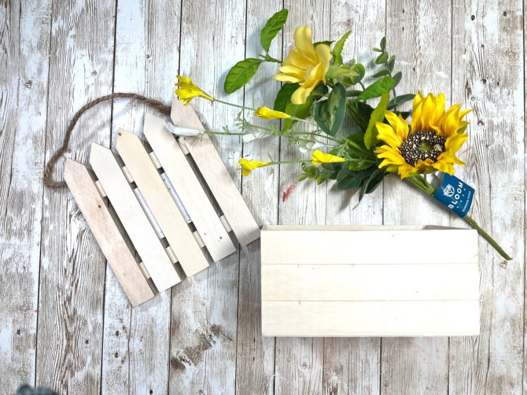Dollar Tree Sunflower Crate Arrangement
