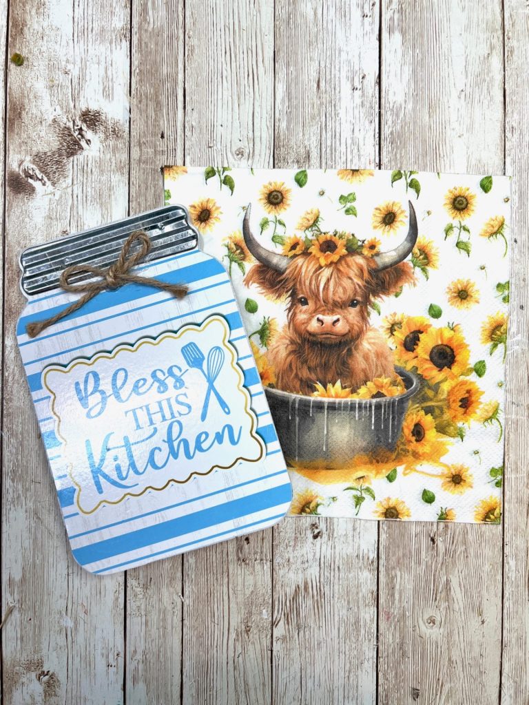 Sunflower Highland Cow Mason Jar Sign