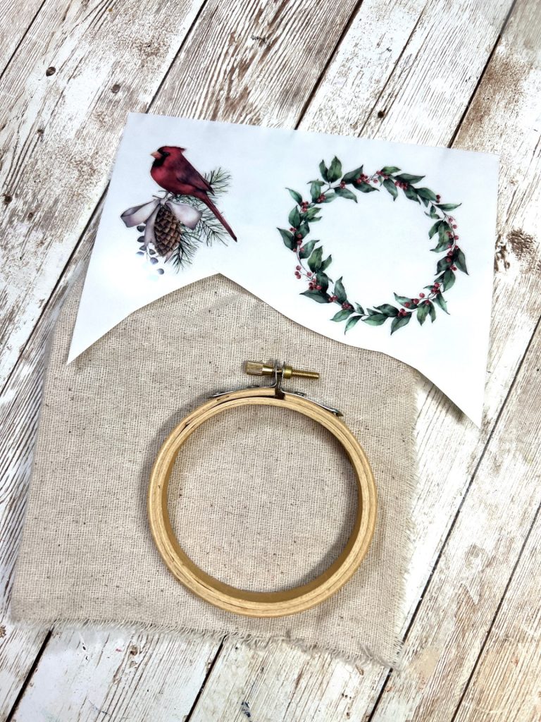 DIY Cardinal Embroidery Hoop Christmas Ornament