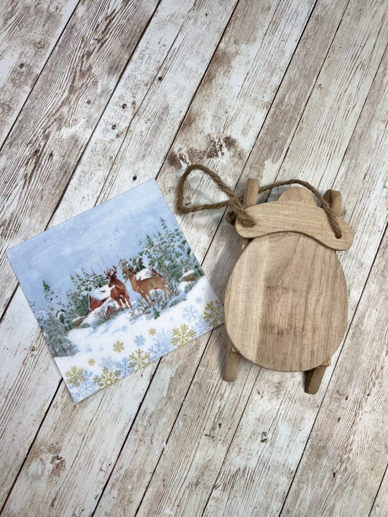 DIY Thrifted Woodland Deer Sled Ornament